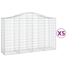 vidaXL 5 db íves horganyzott vas gabion kosár 200x50x120/140 cm (3145664) kerti tárolás