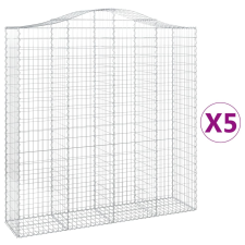 vidaXL 5 db íves horganyzott vas gabion kosár 200x50x200/220 cm (3145748) kerti tárolás