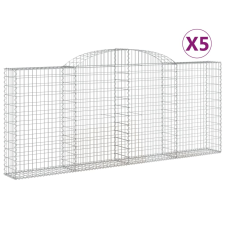 vidaXL 5 db íves horganyzott vas gabion kosár 300x30x120/140 cm (3146542) kerti tárolás