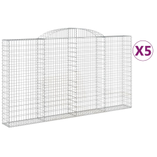 vidaXL 5 db íves horganyzott vas gabion kosár 300x30x160/180 cm (3146578) kerti tárolás