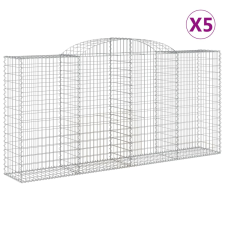 vidaXL 5 db íves horganyzott vas gabion kosár 300x50x140/160 cm (3146740) kerti tárolás