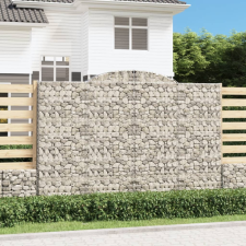 vidaXL 5 db íves horganyzott vas gabion kosár 300x50x200/220 cm kerti dekoráció