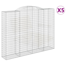 vidaXL 5 db íves horganyzott vas gabion kosár 300x50x220/240 cm (3146812) kerti tárolás