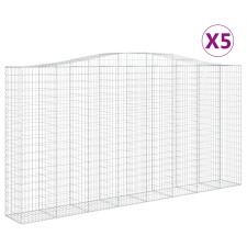 vidaXL 5 db íves horganyzott vas gabion kosár 400x50x200/220 cm (3146024) kerti tárolás