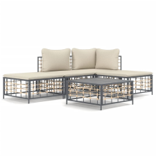 vidaXL 5-részes antracitszürke polyrattan kerti ülőgarnitúra párnákkal kerti bútor