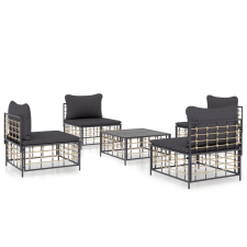 vidaXL 5-részes antracitszürke polyrattan kerti ülőgarnitúra párnákkal kerti bútor