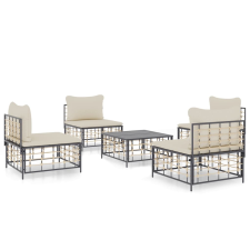 vidaXL 5-részes antracitszürke polyrattan kerti ülőgarnitúra párnákkal (3186710) kerti bútor