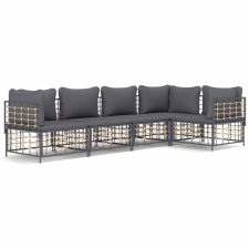 vidaXL 5-részes antracitszürke polyrattan kerti ülőgarnitúra párnákkal (3186751) kerti bútor