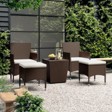 vidaXL 5 részes barna polyrattan és edzett üveg kerti bisztrószett kerti bútor