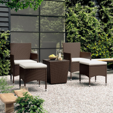 vidaXL 5 részes barna polyrattan és edzett üveg kerti bisztrószett kerti bútor