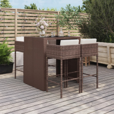 vidaXL 5 részes barna polyrattan kerti bárszett párnákkal kerti bútor