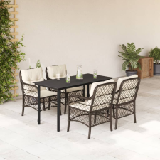 vidaXL 5-részes barna polyrattan kerti étkezőgarnitúra párnákkal kerti bútor