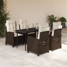 vidaXL 5-részes barna polyrattan kerti étkezőgarnitúra párnákkal kerti bútor