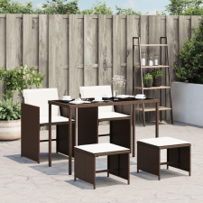 vidaXL 5-részes barna polyrattan kerti étkezőgarnitúra párnákkal kerti bútor