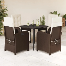 vidaXL 5-részes barna polyrattan kerti étkezőgarnitúra párnákkal kerti bútor