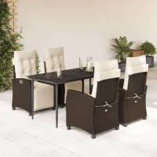 vidaXL 5-részes barna polyrattan kerti étkezőgarnitúra párnákkal kerti bútor