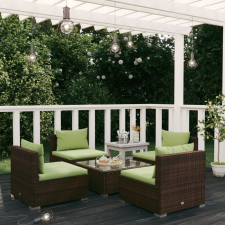 vidaXL 5-részes barna polyrattan kerti ülőgarnitúra párnákkal kerti bútor