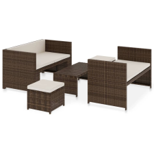vidaXL 5 részes barna polyrattan kerti ülőgarnitúra párnákkal (48133) kerti bútor