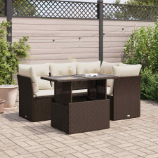 vidaXL 5 részes barna polyrattan kerti ülőgarnitúra párnával kerti bútor