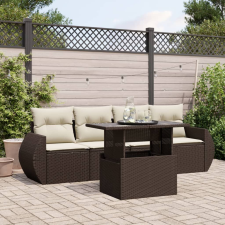 vidaXL 5 részes barna polyrattan kerti ülőgarnitúra párnával kerti bútor