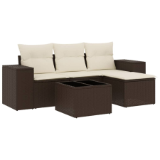 vidaXL 5 részes barna polyrattan kerti ülőgarnitúra párnával (3222482) kerti bútor