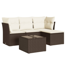 vidaXL 5 részes barna polyrattan kerti ülőgarnitúra párnával (3249392) kerti bútor