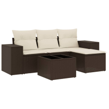 vidaXL 5 részes barna polyrattan kerti ülőgarnitúra párnával (3254820) kerti bútor