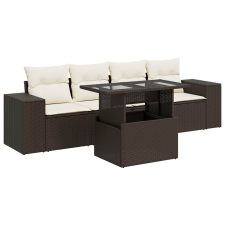 vidaXL 5 részes barna polyrattan kerti ülőgarnitúra párnával (3326724) kerti bútor