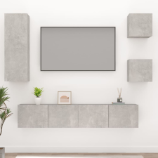 vidaXL 5 részes betonszürke szerelt fa TV-szekrényszett bútor
