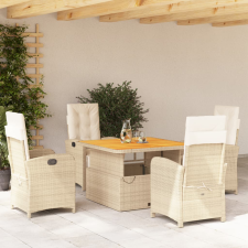 vidaXL 5 részes bézs polyrattan kerti étkezőgarnitúra párnákkal kerti bútor