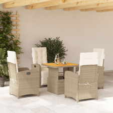vidaXL 5 részes bézs polyrattan kerti étkezőgarnitúra párnákkal kerti bútor