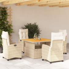 vidaXL 5 részes bézs polyrattan kerti étkezőgarnitúra párnákkal kerti bútor