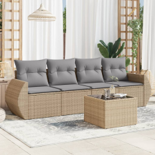 vidaXL 5 részes bézs polyrattan kerti ülőgarnitúra párnákkal kerti bútor