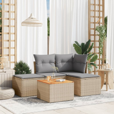 vidaXL 5 részes bézs polyrattan kerti ülőgarnitúra párnákkal kerti bútor