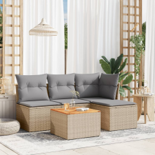 vidaXL 5 részes bézs polyrattan kerti ülőgarnitúra párnákkal kerti bútor