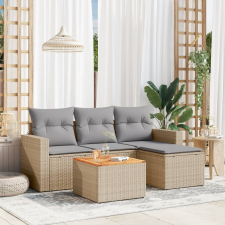 vidaXL 5 részes bézs polyrattan kerti ülőgarnitúra párnákkal kerti bútor