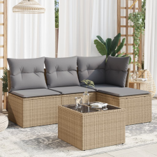 vidaXL 5 részes bézs polyrattan kerti ülőgarnitúra párnákkal kerti bútor