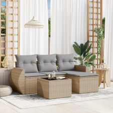 vidaXL 5 részes bézs polyrattan kerti ülőgarnitúra párnákkal kerti bútor