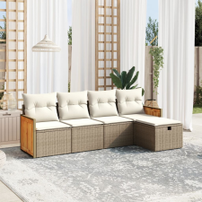 vidaXL 5 részes bézs polyrattan kerti ülőgarnitúra párnákkal kerti bútor