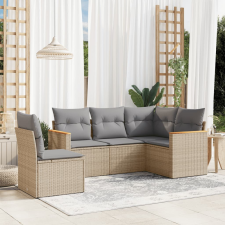 vidaXL 5 részes bézs polyrattan kerti ülőgarnitúra párnákkal kerti bútor