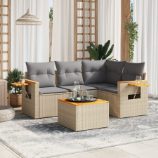 vidaXL 5 részes bézs polyrattan kerti ülőgarnitúra párnákkal kerti bútor