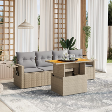 vidaXL 5 részes bézs polyrattan kerti ülőgarnitúra párnákkal kerti bútor