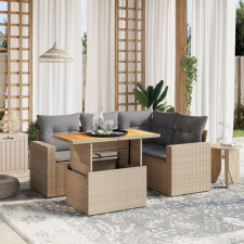 vidaXL 5 részes bézs polyrattan kerti ülőgarnitúra párnákkal kerti bútor