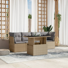 vidaXL 5 részes bézs polyrattan kerti ülőgarnitúra párnákkal kerti bútor
