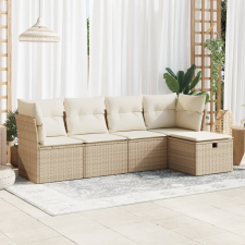 vidaXL 5 részes bézs polyrattan kerti ülőgarnitúra párnákkal kerti bútor
