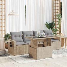 vidaXL 5 részes bézs polyrattan kerti ülőgarnitúra párnákkal kerti bútor