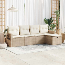 vidaXL 5 részes bézs polyrattan kerti ülőgarnitúra párnákkal kerti bútor