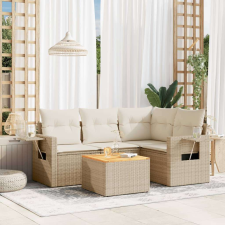 vidaXL 5 részes bézs polyrattan kerti ülőgarnitúra párnákkal kerti bútor