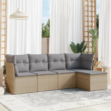 vidaXL 5 részes bézs polyrattan kerti ülőgarnitúra párnákkal kerti bútor