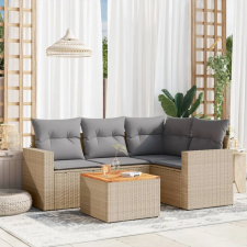 vidaXL 5 részes bézs polyrattan kerti ülőgarnitúra párnákkal kerti bútor